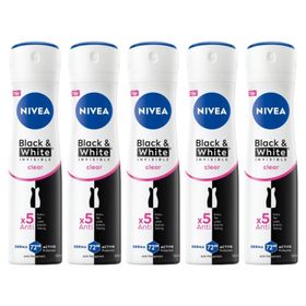 Nivea Black&White Invisible Clear 5x150 ml Kadın Sprey Deodorant
