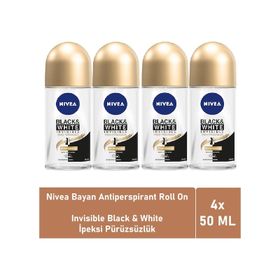 Nivea Black&White Invisible İpeksi Pürüzsüzlük 4 x 50 ml Kadın Roll-On Deodorant