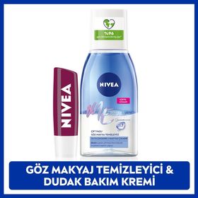 Nivea Çift Etkili 125 ml Göz Makyaj Temizleyici ve Böğürtlen Renkli Dudak Bakım Kremi