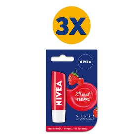 Nivea Çilekli 3x4,8 g Dudak Bakım Kremi