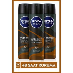 Nivea Deep Dimension Aktif Karbon Espresso 3x150 Ml Erkek Deodorant