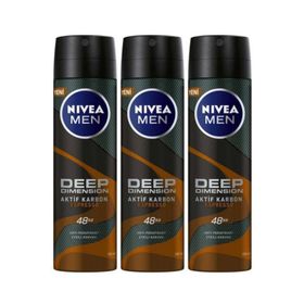 Nivea Deep Dimension Aktif Karbon Espresso 3x150 Ml Erkek Deodorant