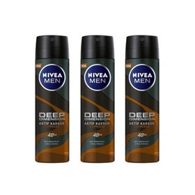 Nivea Deep Dimension Aktif Karbon Espresso 3x150 Ml Erkek Deodorant