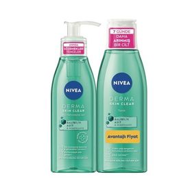 Nivea Derma Skin Clear 150 ml Yüz Temizleme Jeli + Derma Skin Clear 200 ml Sivilce Karşıtı Tonik