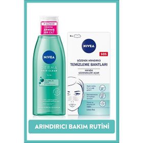 Nivea Derma Skin Clear Sivilce Karşıtı Arındırıcı Tonik 200 ml ve T-Bölgesi & Siyah Nokta Temizleyici Bant