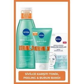 Nivea Derma Skin Clear Sivilce Karşıtı Peeling 150 ml Tonik 200 ml T-Bölgesi & Siyah Nokta Temizleyici Bant