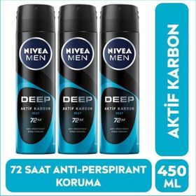 Nivea Erkek Deep Beat Aktif Karbon 150x3 ml Deodorant