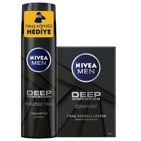 Nivea For Men Deep Dimension 100 ml Tıraş Sonrası + Pürüzsüz 200 ml Tıraş Köpüğü