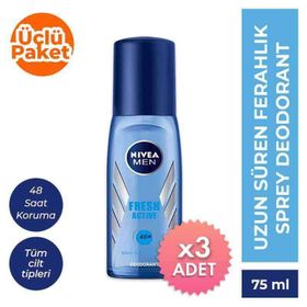 Nivea For Men Fresh Active Pompalı 3x75 ml Sprey Deodorant