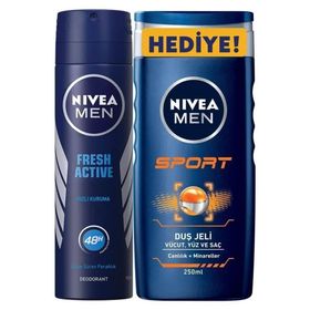 Nivea Fresh 150 ml Erkek Sprey Deodorant ve Sport 250 ml Duş Jeli Set