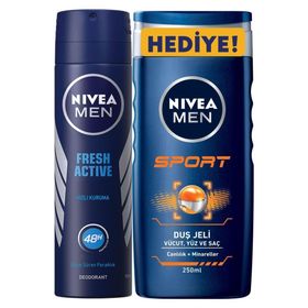 Nivea Fresh Active 150 ml Erkek Deodorant Sprey ve 250 ml Sport Duş Jeli