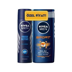 Nivea Fresh Active 150 ml Erkek Deodorant Sprey ve 250 ml Sport Duş Jeli