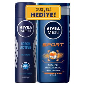 Nivea Fresh Active 150 ml Erkek Deodorant Sprey ve 250 ml Sport Duş Jeli