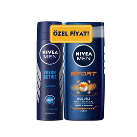 Nivea Fresh Active 150 ml Erkek Deodorant Sprey ve 250 ml Sport Duş Jeli