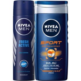 Nivea Fresh Active 150 ml Erkek Deodorant Sprey ve 250 ml Sport Duş Jeli