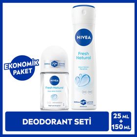 Nivea Fresh Natural 150 ml Kadın Deodorant + Fresh Natural 25 ml Kadın Roll-On