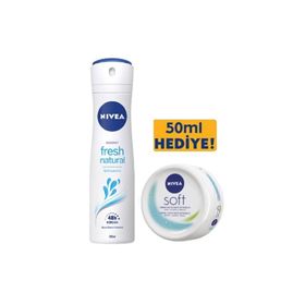 Nivea Fresh Natural 150 ml Kadın Sprey Deodorant + Soft 50 ml Nemlendirici Bakım Kremi