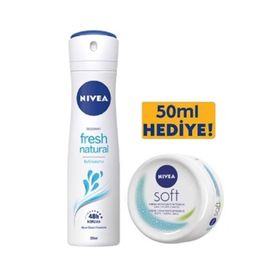 Nivea Fresh Natural 150 ml Kadın Sprey Deodorant + Soft 50 ml Nemlendirici Bakım Kremi