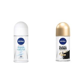 Nivea Fresh Natural 50 ml ve Black White Invisible İpeksi Pürüzsüzlük 50 ml Kadın Roll On Deodorant