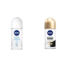 Nivea Fresh Natural 50 ml ve Black White Invisible İpeksi Pürüzsüzlük 50 ml Kadın Roll On Deodorant