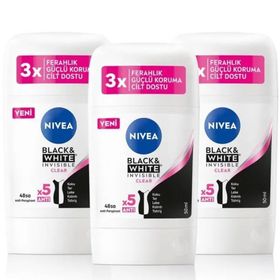 Nivea Invisible Black & White Clear 3x50 ml Kadın Stick Deodorant