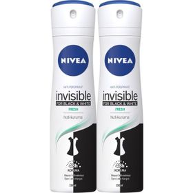 Nivea Invısıble Black White Fresh 2x150 ml Sprey Deodorant