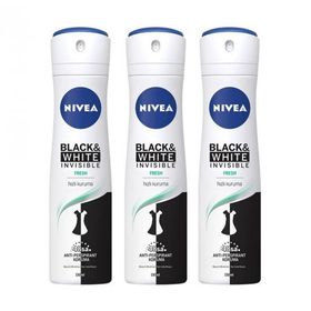 Nivea Invisible Black White Fresh 3x150 ml Kadın Sprey Deodorant