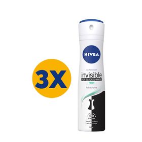 Nivea Invisible Black White Fresh 3x150 ml Kadın Sprey Deodorant