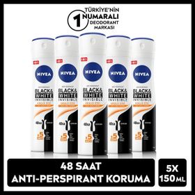 Nivea Invisible Black White Güçlü Etki Erkek 5x150 ml Sprey Deodorant