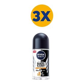 Nivea Invisible Black White Men Güçlü Etki 3x50 ml Erkek Roll-On Deodorant