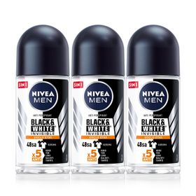 Nivea Invisible Black White Men Güçlü Etki 3x50 ml Erkek Roll-On Deodorant