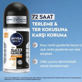 Nivea Invisible Black White Men Güçlü Etki 50 ml Erkek Roll-On