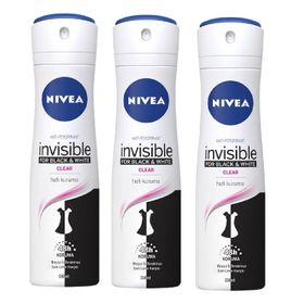 Nivea Invisible Black&White Clear 3x150 ml Kadın Sprey Deodorant