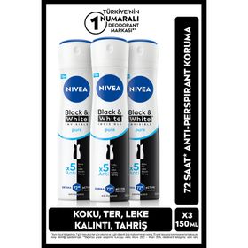 Nivea Invisible Black&White Pure 3x150 Kadın Deodorant