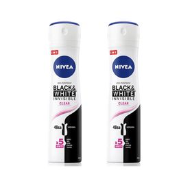 Nivea Kadın Black & White Invisible Clear 48 Saat Anti-Perspirant Koruma 150 ml x 2 Adet Sprey Deodorant