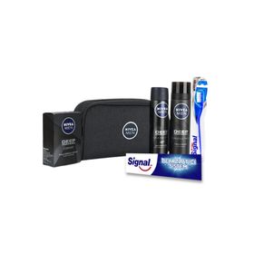 Nivea Kişisel Bakım Çantalı Erkek Bakım Seti + Signal Beyazlatıcı 75 ml Diş Macunu + Diş Fırçası