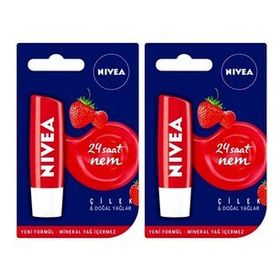 Nivea Lip Care 2x5.5 ml Çilekli Dudak Nemlendirici Lipstick