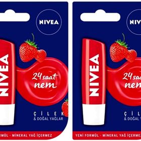Nivea Lip Care 2x5.5 ml Çilekli Dudak Nemlendirici Lipstick