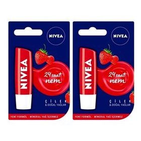 Nivea Lip Care 2x5.5 ml Çilekli Dudak Nemlendirici Lipstick