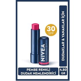Nivea Lip Care Nivea Renkli Pembe 4.8 G SPF30 E Vitamini Dudak ve Yanaklar İçin Dudak Bakım Kremi