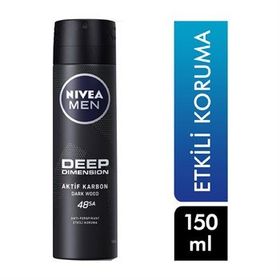 Nivea Men 150 ml Anti-Perspirant Deep Dimension Aktif Karbon Dark Wood Sprey Deodorant