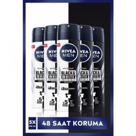 Nivea Men Black and White Invisible 5x150ml Erkek Sprey Deodorant