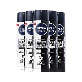 Nivea Men Black and White Invisible 5x150ml Erkek Sprey Deodorant
