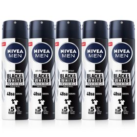 Nivea Men Black and White Invisible 5x150ml Erkek Sprey Deodorant