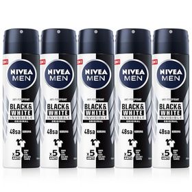 Nivea Men Black and White Invisible 5x150ml Erkek Sprey Deodorant