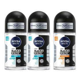 Nivea Men Black White Invisible Güçlü Etki 50 ml ve Black White Invisible Fresh 50 ml Erkek Roll On Deodorant