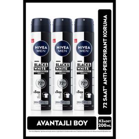 Nivea Men Black & White Invisible Original 3x48 Saat Anti-Perspirant Koruma 200 ml Erkek Sprey Deodorant