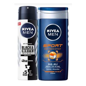 Nivea Men Black&White Invisible 150 ml Deodorant ve Men Sport 250 ml Duş Jeli
