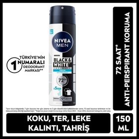 Nivea Men Black&Whıte Invısıble Nivea Men Black&Whıte Invısıble Fresh 48 Saat Koruma 150 ml Güçlü Etki Uzun Süreli Koruma Roll Onlar