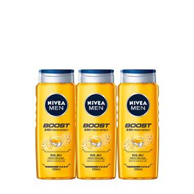 Nivea Men Boost Kahve Özlü 3x500 ml Duş Jeli